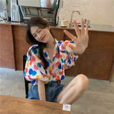 Lockeres, bedrucktes Blusenshirt mit halblangen Ärmeln